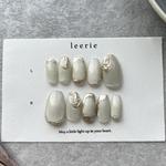 𝐖𝐡𝐢𝐭𝐞 𝐦𝐚𝐠𝐧𝐞𝐭× 𝐏𝐞𝐚𝐫𝐥/ホワイトグレーマグネットとシャンパンミラーのニュアンスネイルチップ/パール/ウエディング/ブライダル/前撮り/ミラーネイル/振袖/成人式