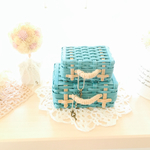 8.5cm　ターコイズグリーン　ミニトランク　ドールハウスsize