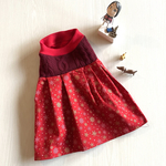 犬服　S Xmasアラン風ニットボルドー✖️雪の結晶レッド　ワンピ