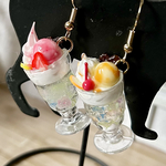ミニチュア 昭和レトロ喫茶店 キラキラゼリーのクリームソーダAピアス
