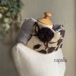 🌟capella🌟セレブなあなたに🧡舶来モヘアのモチーフがステキなウールガーゼのスヌード　上品にまとまる一重スヌード