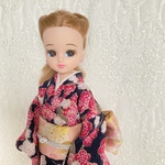 ちりめん振袖　22cmドール  27cmドール　ドール服　着せ替え服　着物