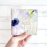 再販】数量限定】名入れ可＊水彩アネモネ＊コットンリネン+オーガニックコットンのガーゼハンカチ