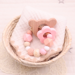 【 選べる天然木パーツ】歯固め♡ベビーピンク×くすみピンク