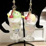 ミニチュア 昭和レトロ喫茶店 キラキラゼリーのクリームソーダBピアス