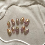 【現品】ネイルチップ ニュアンスネイル フルーツネイル 淡色ネイル マーブルネイル 水滴ネイル ぷっくりネイル 