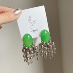 〝topasu.〟トパス (緑メノウ)   【ステンレスピアス完成品】