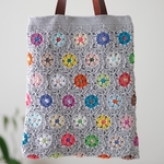 【受注制作】トートバッグ *Honeycomb Flower* gray