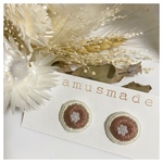 ꒰𝑝𝑖𝑒𝑟𝑐𝑒꒱ ホワイト×ブラウン ビーズ刺繍ピアス