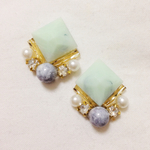 no1073/大理石風ビジューピアス