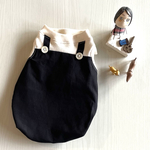 犬服　3S前丈短め　サロペット風バルーン　ブラック