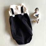 犬服　DS前丈短め　サロペット風バルーン　ブラック