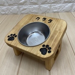 New！！【名入れ可能】肉球の形がかわいい★ペット食事台(エサ台)　ステンレス製食器付き　傾斜型Sサイズ　