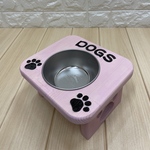 New！！【名入れ可能】肉球の形がかわいい★ペット食事台(エサ台)　ステンレス製食器付き　水平型Sサイズ　