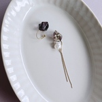 鉱石のカケラ【二人静】♢イヤリング/ピアス＋淡水パールチェーン＋イヤーカフ 3way