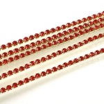 DR018  紅 ダイヤレーン  石２mm 長さ1m ラインストーン チェーン ハンドメイド素材