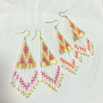 ネイティブ ビーズ ピアス  ピンク