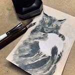 原画「Cat moon -Black kitty」