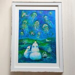 B5サイズのイラスト　空飛ぶクラゲ
