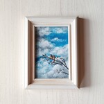 ポストカードサイズの原画　曇りからのぞく青空