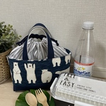 巾着付きランチバッグmini＊白くまのおやこ ネイビー