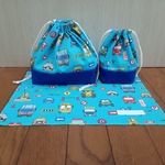 【NEW】お弁当＆コップ袋＆ランチマットセット　はたらくくるま（ｽｶｲﾌﾞﾙｰ）