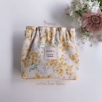 ✳︎ミモザ✳︎ cotton linen 三角マチのバネ口ポーチ　バネ口12cm