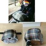 【再販】🌟子供乗せ自転車用🌟防寒ハンドルカバー（茶色のチェック柄）💗うつ伏せ寝用枕💗ベビーカーのフロントバーのカバーとしても🎵💗
