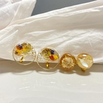 イヤリング　2点セット　レジン　お花　シンプル　パール