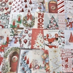 (再販×3)クリスマスのジャーナルペーパーセット(red×white)＊コラージュ素材＊ジャンクジャーナル