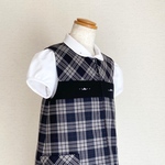 [新商品] 120前開き　後ろプリーツのジャンパースカートチェック柄