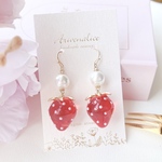 New パール＆Strawberry ピアス/イヤリング　（レッド）