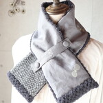 軽くてあったか♪ネックウォーマー（choucho・グレー）ハンドメイド・ミナペルホネンの生地使用