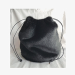Eco fur drawstring bag