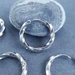 [2pcs] オール サージカル ステンレス ワンタッチ ツイスト フープ ピアス シルバー 金属アレルギー対応