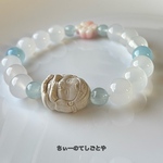 🆕冬色ホワイト☆*:.｡. ガネーシャ入りホワイトカルセドニー＆アクアマリンブレスレット
