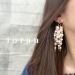 大ぶりつやパールシャワー✳︎ジャラジャラ✳︎ハンドメイドピアス イヤリング
