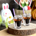 438 ＊アイスコーヒー　2個セット＊　ミニチュア　ドリンク　カフェ　喫茶店　シルバニアファミリー　ドールハウス　小物　