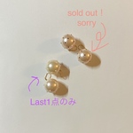大ぶりパール×ビジュードット　ピアスorイヤリング