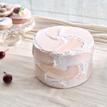 【1点限り】peach pink センイルケーキ風クレイケーキ1段※完成品　バースデーケーキ　ネイキッドケーキ　ベビーフォト　ベビーシャワー ハーフバースデー　ウェルカムスペース