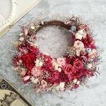 Jolie botanique＜Rouge luxury ＞＊ハーフムーンリース＊冬＊プリザーブドフラワー＊お花＊ギフト＊結婚祝い＊お誕生日祝い＊クリスマス＊お正月