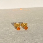 オレンジカイヤナイト 【タンザニア産】 3mm サージカルステンレス製 ピアス ゴールドカラー