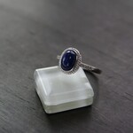 ラピスラズリ　ベゼルカップCZバーリング　SILVER925