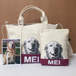 愛犬の刺繍バッグ L&ポーチ L