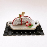 ＊シュトーレン&陶器トレーセット＊/伝統菓子/クリスマスケーキ/クリスマス/ミニチュアフード/フェイクフード/シルバニアファミリー/冬/