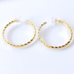 【再販×8】～フェイクピアス～デザインカットゴールドリングイヤリング(直径約17～18㎜)(痛くない)(調節可能)片側シリコンゴムバージョン  管理No.1334