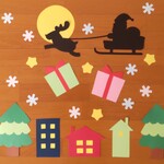 クリスマス　シルエット　サンタクロース　冬　壁面