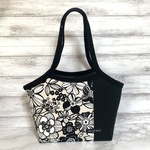 お出かけグラニーバッグ＊北欧フラワー＊ブラック帆布＊ミニトート＊トートバッグ＊肩かけできます