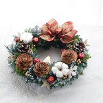 christmas　sale!!　/　シダーローズとチェックリボンのクリスマスリース