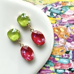 Candy stone“limegreen × Berry pink” pierce/ earring